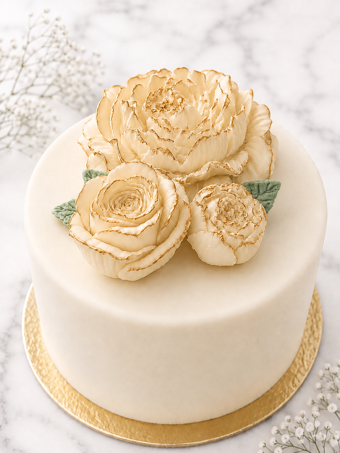edible cake flowers with gold edging